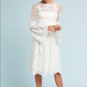 ML Monique Lhuillier Off White Mixed Lace Dress